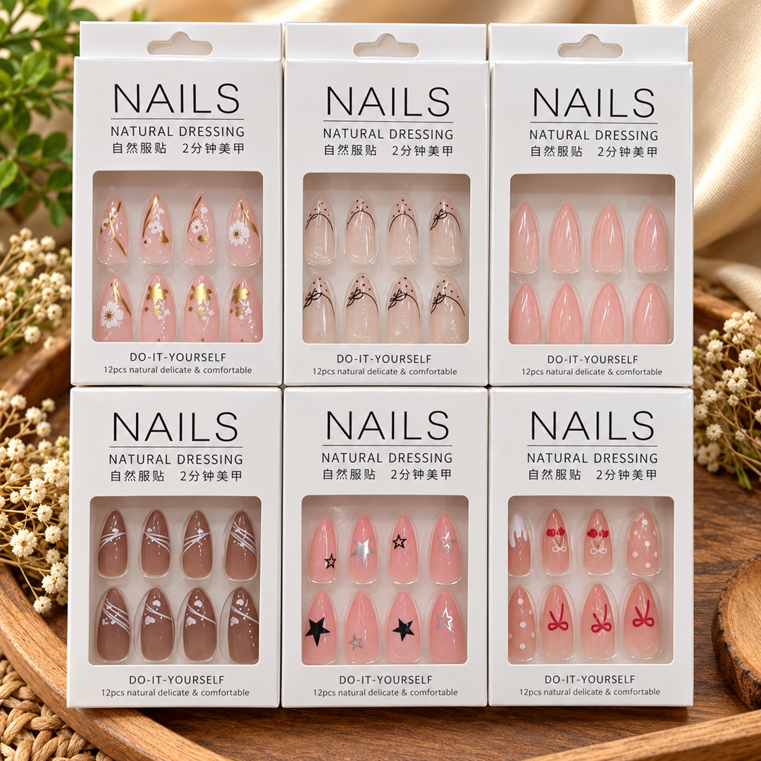 Korean Press-On Nails – Pack of 12 Pcs | Wholesale Price ₹720 per Dozen