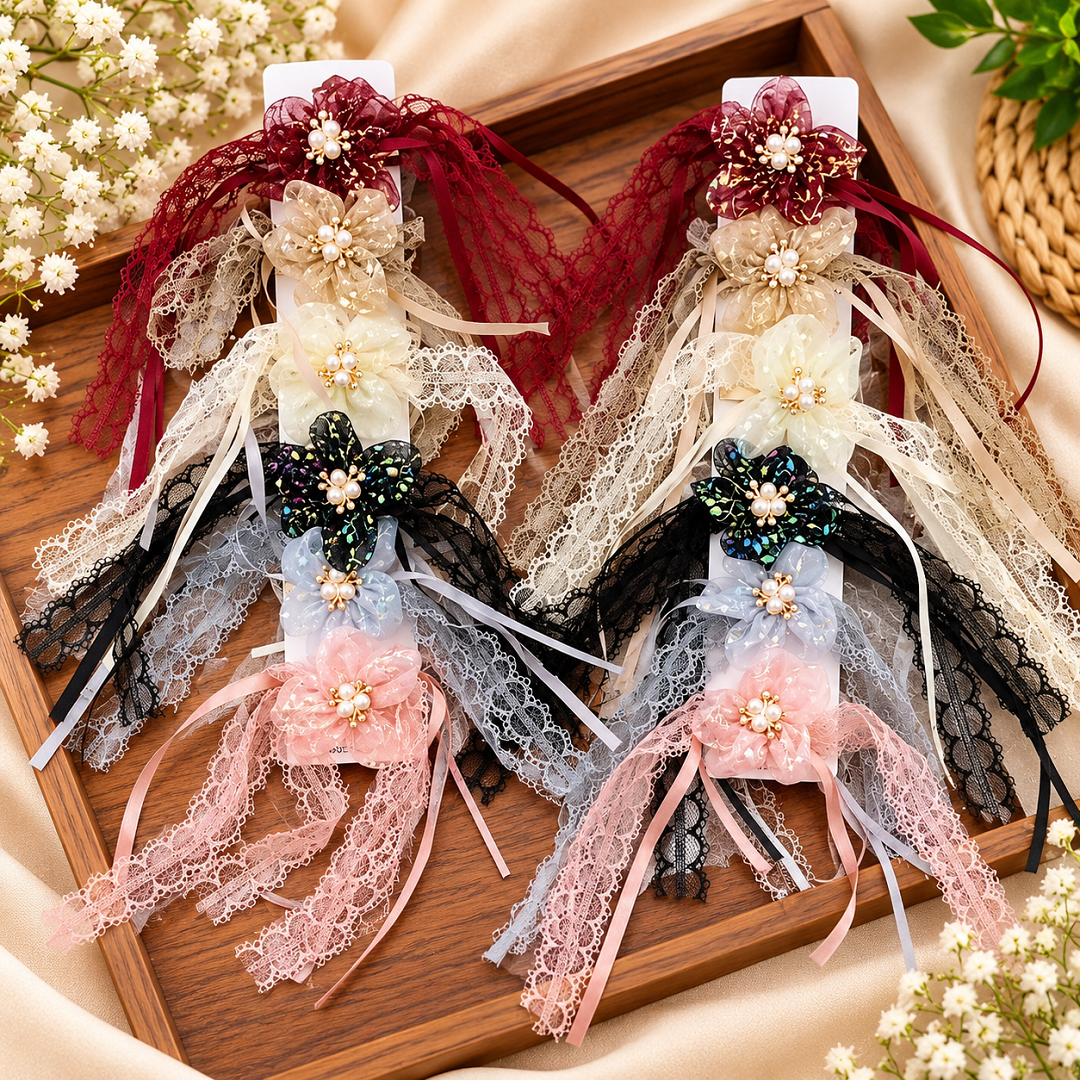 Premium Designer Lace Flower Hair Accessory Set – Pack of 12 Pcs | Wholesale Price ₹480 per Dozen