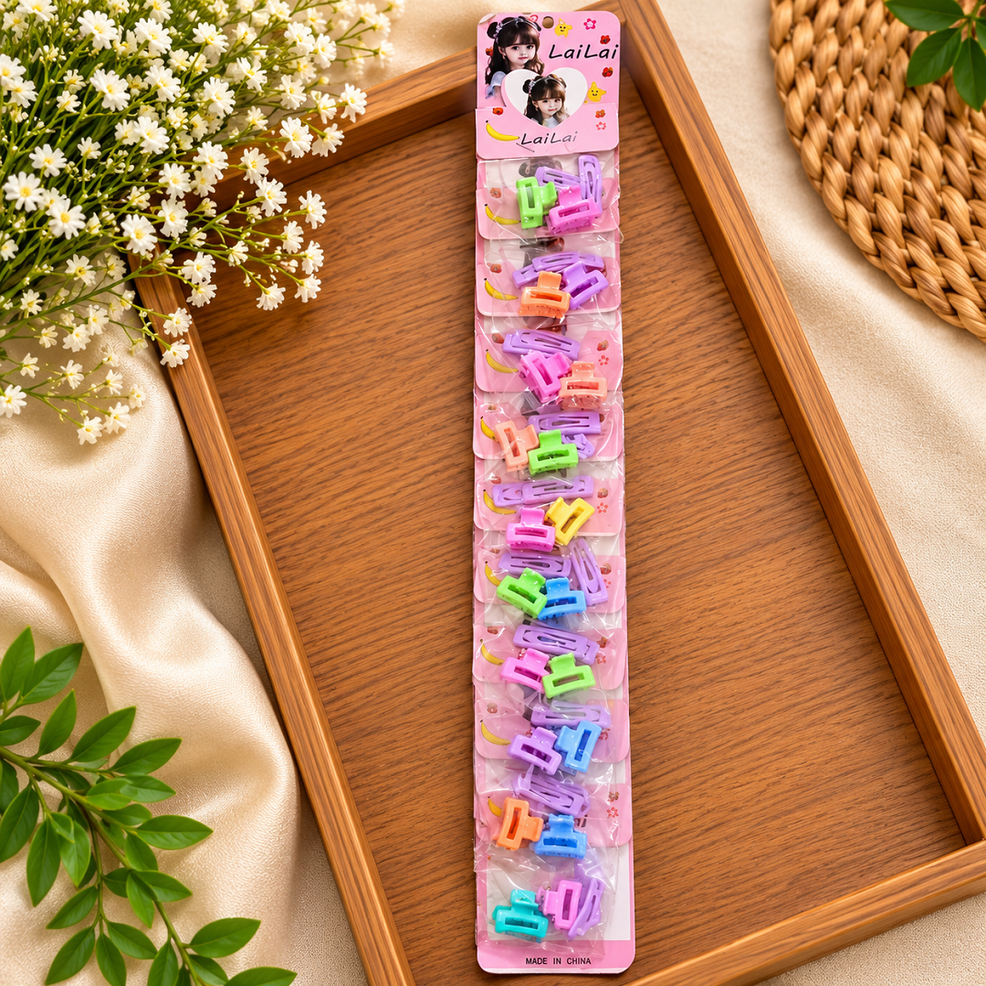Cute Kids Mini Hair Claw Clips – Pack of 10 Cards | Wholesale Price ₹120