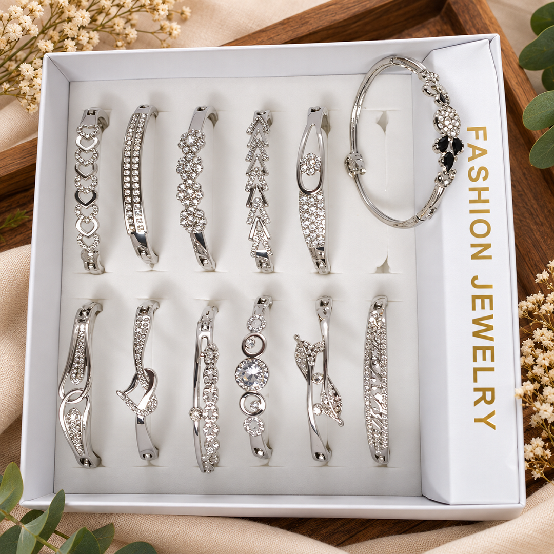 Premium Designer Rhinestone Bracelets Pack of 12 Pcs – Fashion Jewellery | Wholesale Price ₹1800 per Dozen