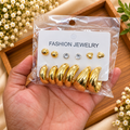Fashion Jewelry Gold Hoops & Stud Earrings Pack of 3 Cards | Wholesale Price ₹360