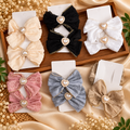 Premium Lace Bow Hair Clip Pack of 12 Pcs – Pearl Heart Designer Hair Accessory | Wholesale Price ₹480 per Dozen