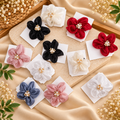 Satin Flower Hair Clip Pack of 12 Pcs – Pearl Centre Designer Floral Clip | Wholesale Price ₹480 per Dozen