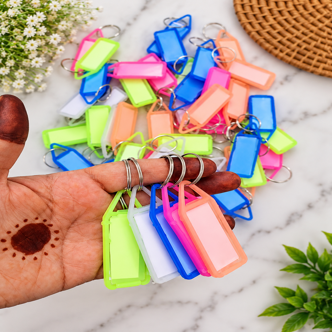 🔑 Colourful Tag Keychain Pack of 50 Pcs | Wholesale Price ₹250