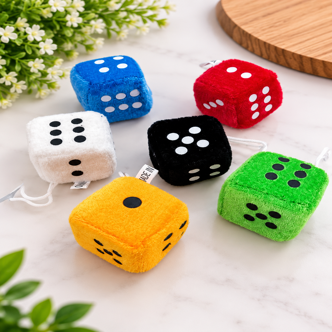 🎲 Soft Fuzzy Hanging Dice Pack of 24 Pcs | Wholesale Price ₹360