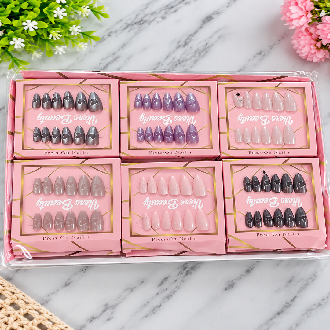 💅 Beautiful Artificial Nails Pack of 12 Boxes | Wholesale Price ₹720