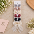 Elegant Lace Bow Hair Clips | Pearl Heart Design | 6 Pcs Fancy Hair Accessories | Wholesale Price ₹240