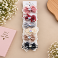 🎀 Stylish Lace Bow Hair Clips | Pearl & Crystal Design | 6 Pcs | Wholesale Price ₹240