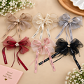 🎀 Stylish Pearl & Net Ribbon Bow Hair Accessories | Pack of 6 Pcs | Fancy Hair A Wholesale Price ₹240