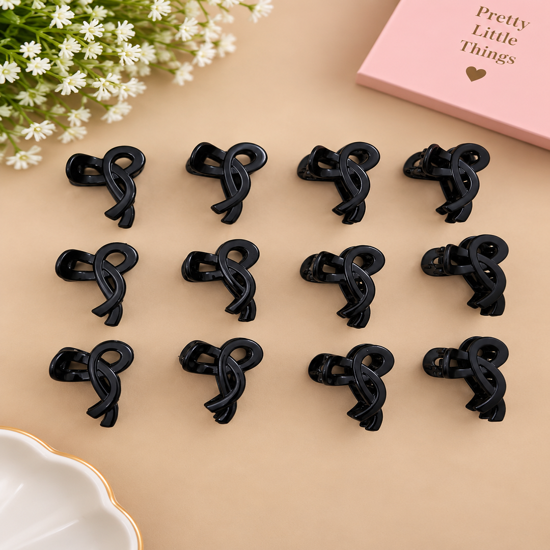 🖤 Stylish Glossy Hair Claw Clips | Trendy Hair Accessories | Pack of 12 Pcs | Wholesale Price ₹96