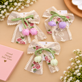 🎀 Elegant Tulip Lace Bow Hair Clips Pack of 3 Pcs | Embroidered Floral Design | Wholesale Price ₹150
