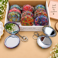 🪞 Fancy Printed Pocket Mirror Keychain | Stylish Round Makeup Mirror | Assorted Designs | Pack of 12 | Wholesale ₹900