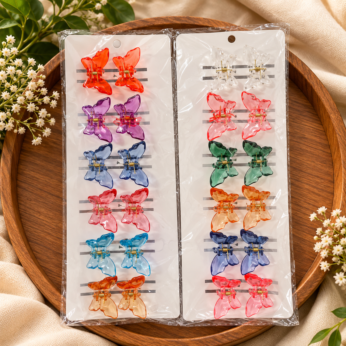 Premium Butterfly Hair Claw Clips – Pack of 12 card | Wholesale Price ₹192