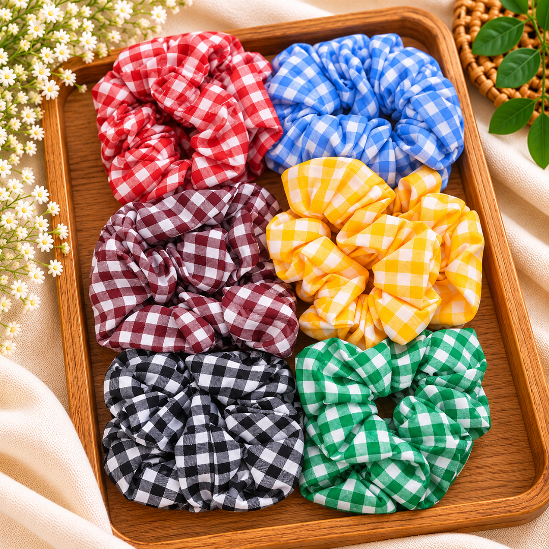 Premium Scrunchies Pack of 12 Pcs – Multicolour Fabric Hair Ties | Wholesale Price ₹240 per Pack