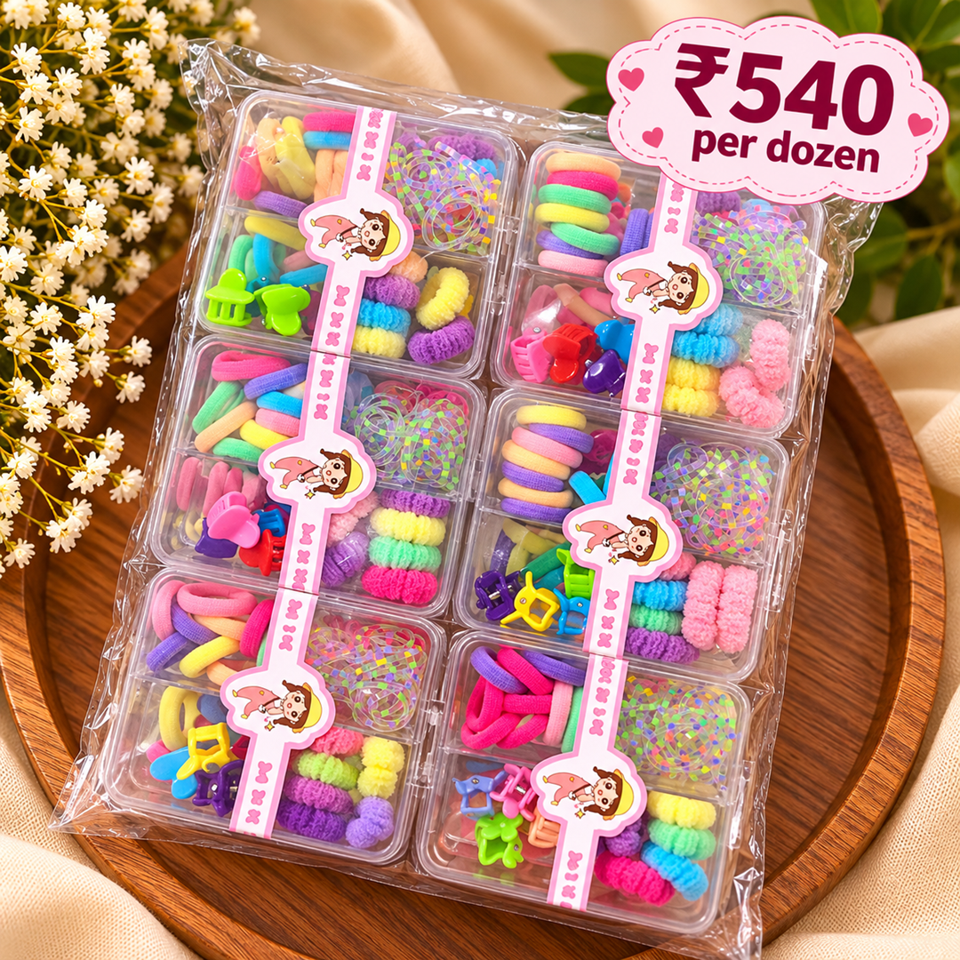 Kids Fancy Hair Accessories Gift Set – Pack of 12 Pcs | Wholesale Price ₹540 per Dozen