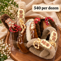 Premium Fuzzy Doll Charm Hair Bands – Pack of 12 Pcs | Wholesale Price ₹540