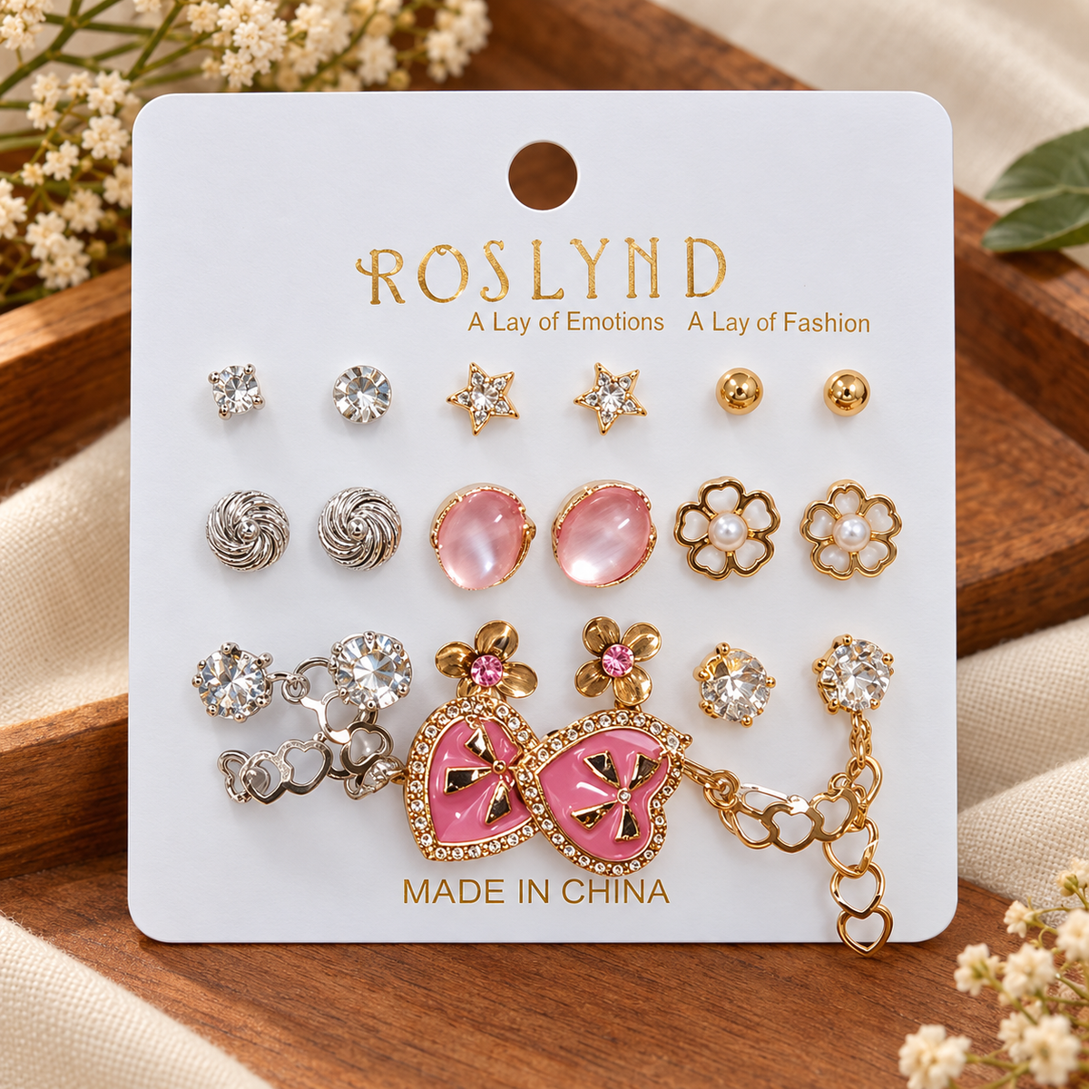 ✨ Premium 11 Pair Korean Style Earrings Set | Wholesale Price ₹195 (Pack of 3 Sets)