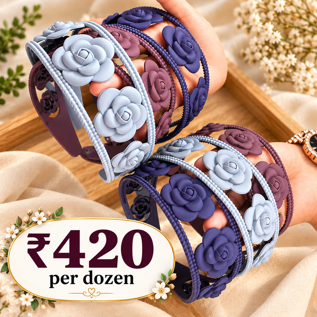 Floral Daisy Headband Pack of 12 Pcs – Premium Hair Band | Wholesale Price ₹420 per Dozen