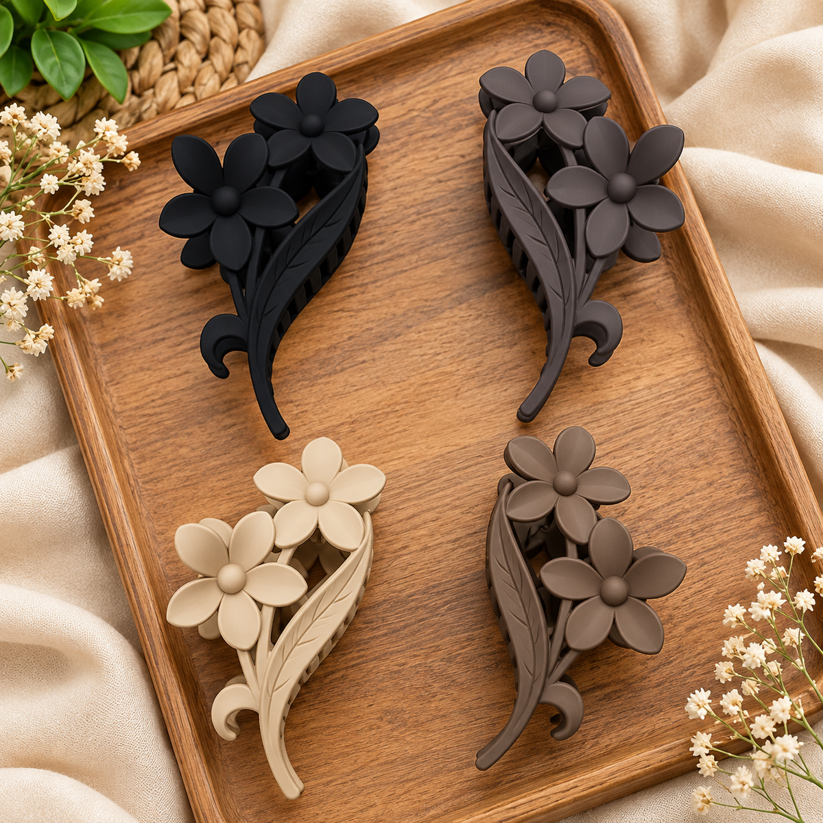 Cute Flower Design Hair Claw Clips – Pack of 12 Pcs | Wholesale Price ₹240