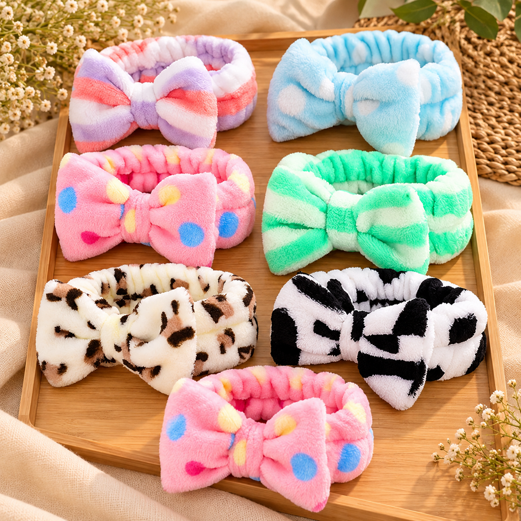 Cute Plush Bath Hair Band Pack of 12 Pcs – Soft Spa Headband | Wholesale Price ₹360per Dozen