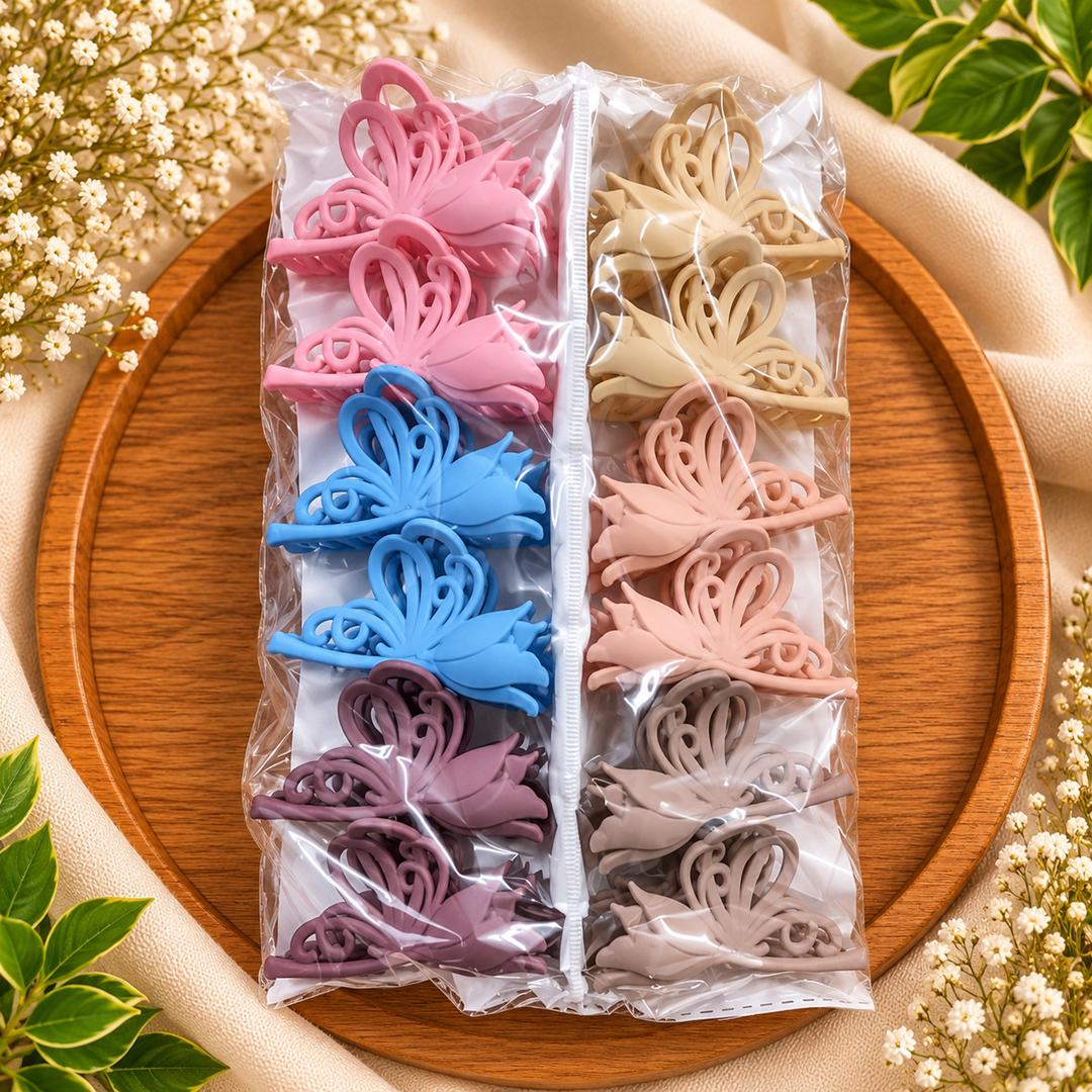 Light Colour MATT tulip Hair Claw Clips – Pack of 12 Pcs | Premium Hair Accessories | Wholesale Price ₹180 per Dozen