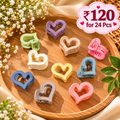 Heart Shape Mini Hair Claw Clips – Pack of 24 Pcs | Wholesale Price ₹120