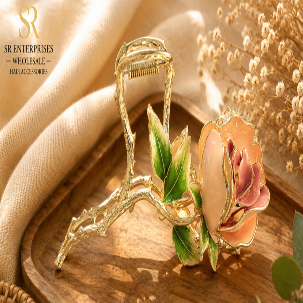 Beautifully crafted Luxury Rose Flower Hair Claw Clip.1200
