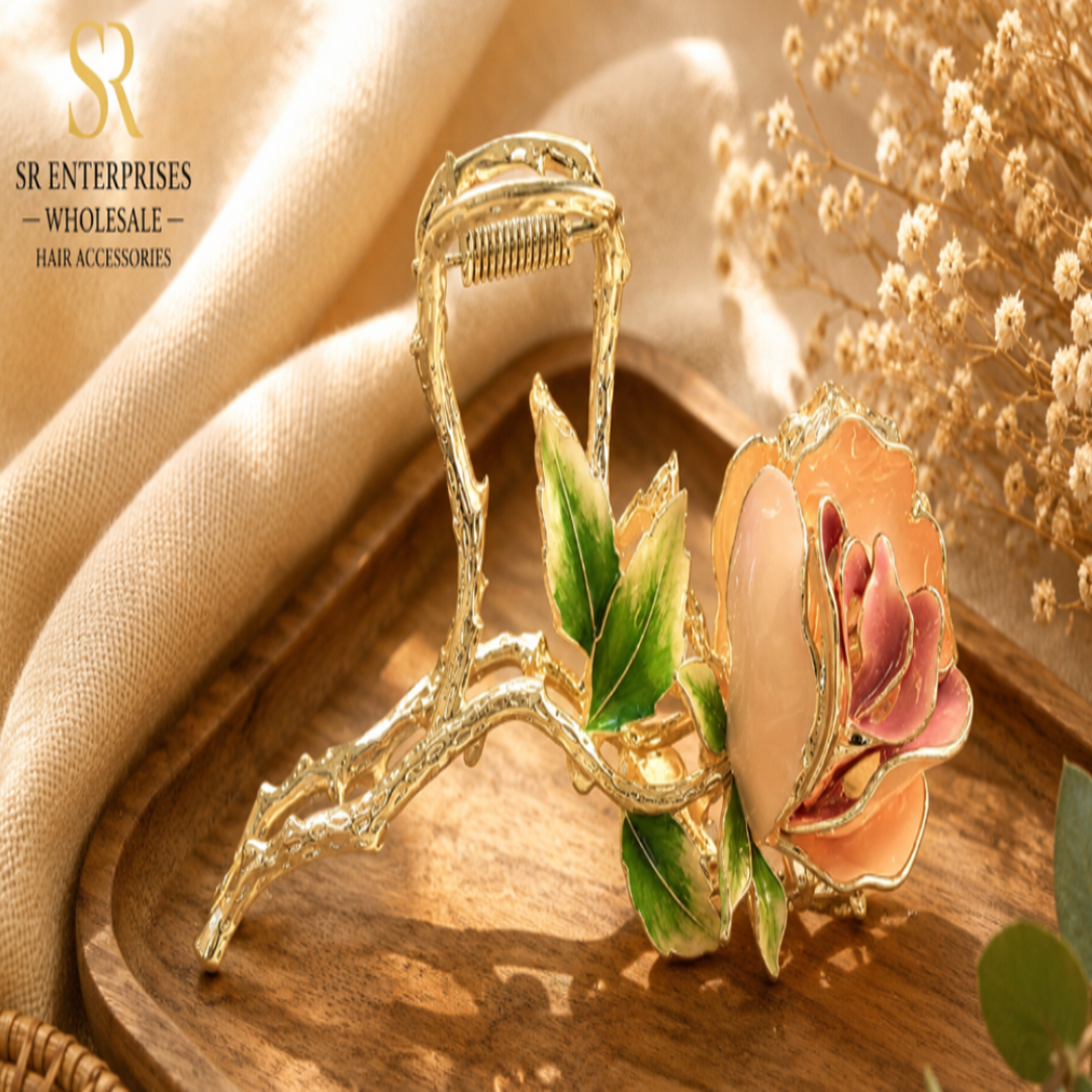 Beautifully crafted Luxury Rose Flower Hair Claw Clip.1200