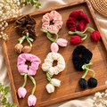 Premium Velvet Flower Scrunchies with Tulip Charm – Pack of 12 Pcs | Wholesale Price ₹420 per Dozen