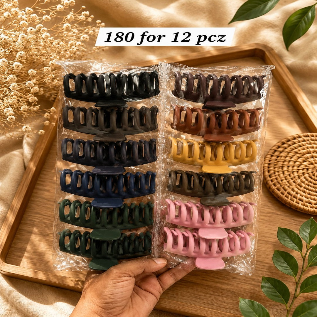 Matte Oval Claw Clip Big Size – Premium Hair Clutcher | Wholesale Price ₹180 per Dozen (12 Pieces)