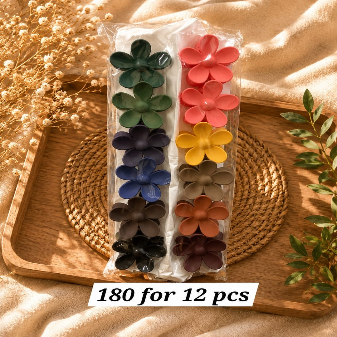 Matte 5 Flower Claw Clip Big Size – Premium Hair Clutcher | Wholesale Price ₹180 per Dozen (12 Pieces)