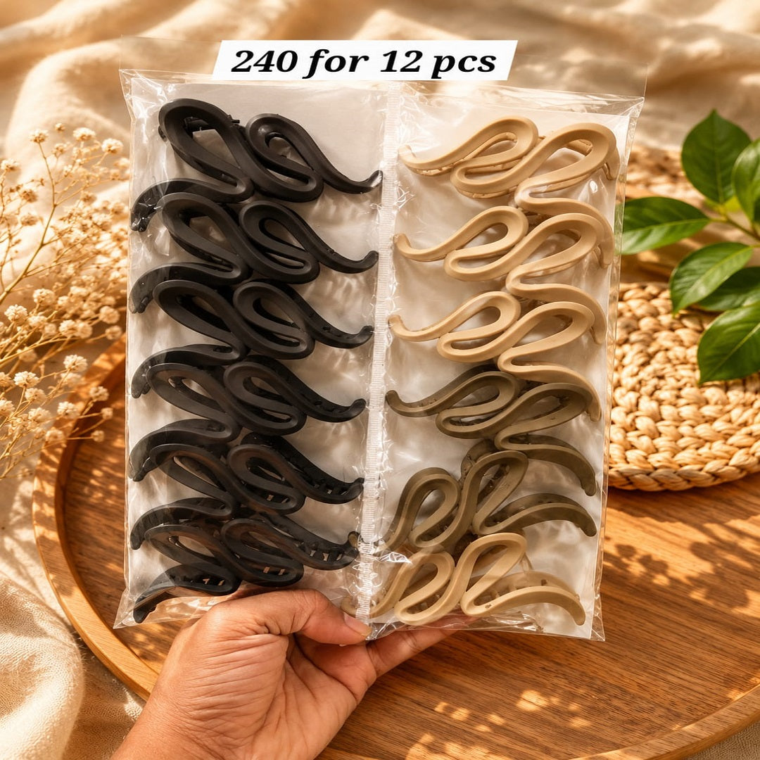 Matte Double Loop Claw Clip Big Size – Premium Hair Clutcher | Wholesale Price ₹240 per Dozen (12 Pieces)