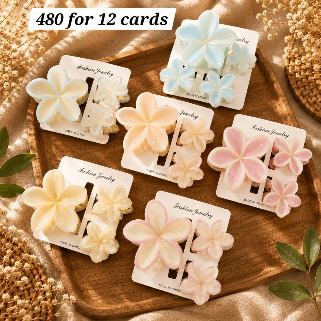 Flower Hair Claw Clip Set Pack of 12 Pcs – Premium Hair Clutcher | Wholesale Price ₹480 per Dozen