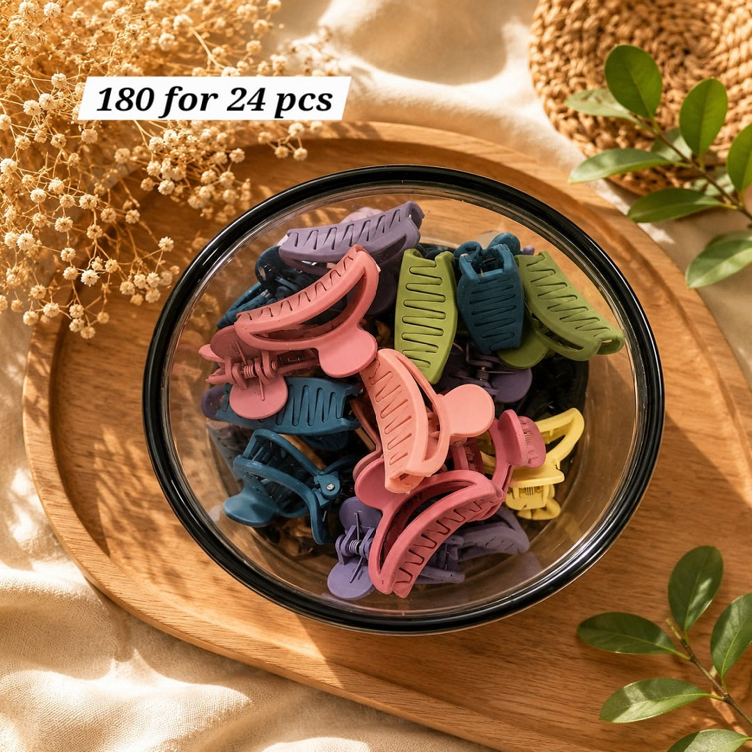 Korean Mini Matte Hair Claw Clips | Small Strong Grip Hair Clutcher | Pack of 24 Pcs | Wholesale Price ₹180
