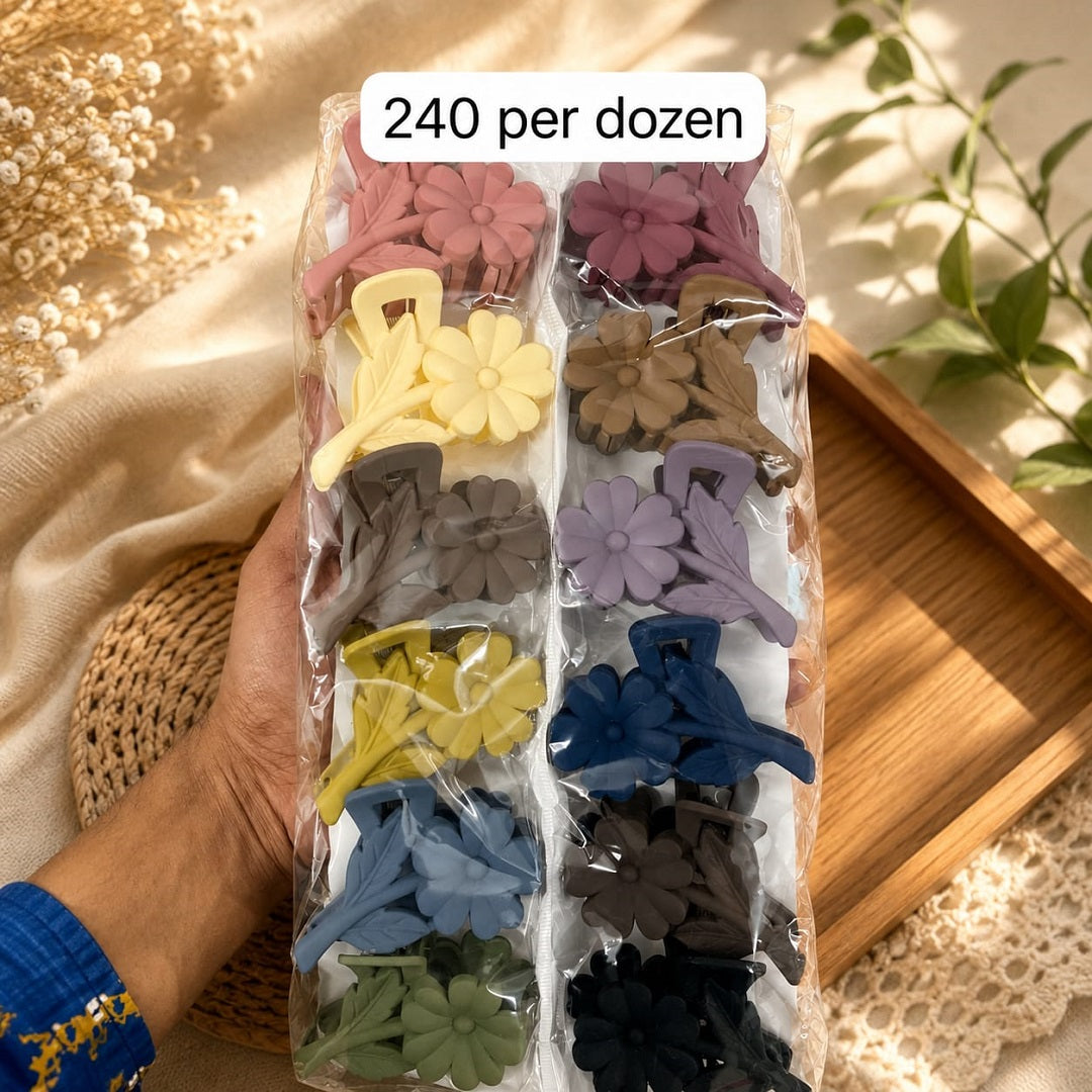 Flower Hair Clutcher Pack of 12 Pcs – Daisy Hair Claw Clips for Women & Girls | Wholesale Price ₹240 per Dozen