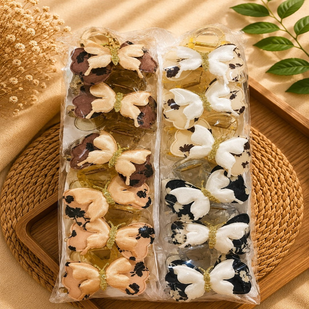 Butterfly Fabric Hair Clutcher Pack of 12 Pcs – Premium Butterfly Hair Claw Clip | Wholesale Price ₹480 per Dozen
