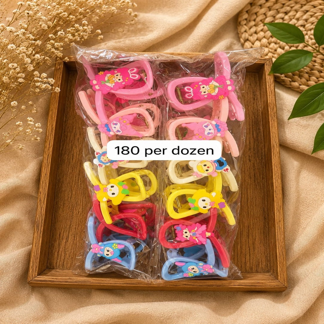 Cute Cartoon Hair Clutcher Pack of 12 Pcs – Premium Kids Character Hair Claw Clip | Wholesale Price ₹180 per Dozen