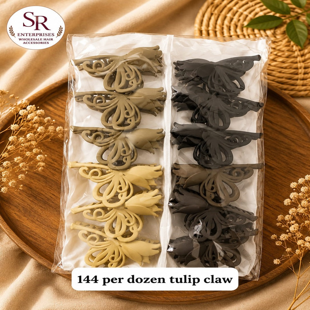 Tulip Hair Claw Clip – Pack of 12 Pcs | Premium Butterfly Design | Wholesale Price ₹144 Per Dozen