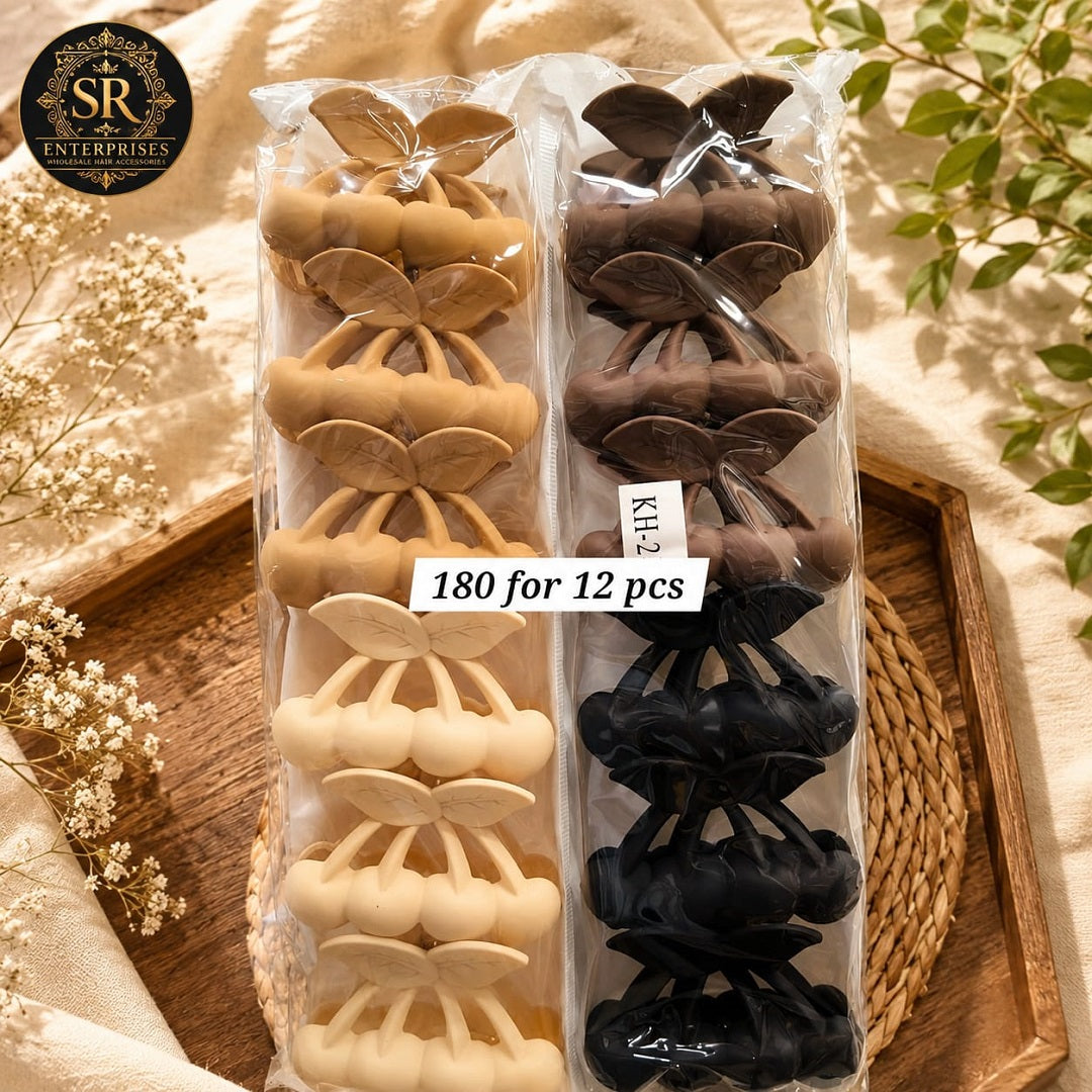 Cherry Hair Claw Clip – Pack of 12 Pcs | Premium Matte Design | Wholesale Price ₹180 Per Dozen