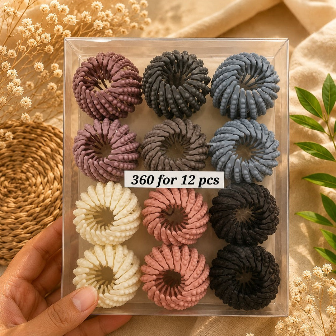 Premium Spiral Coil Hair Tie – Pack of 12 Pcs | Soft Stretch Design | Wholesale Price ₹360 Per Dozen