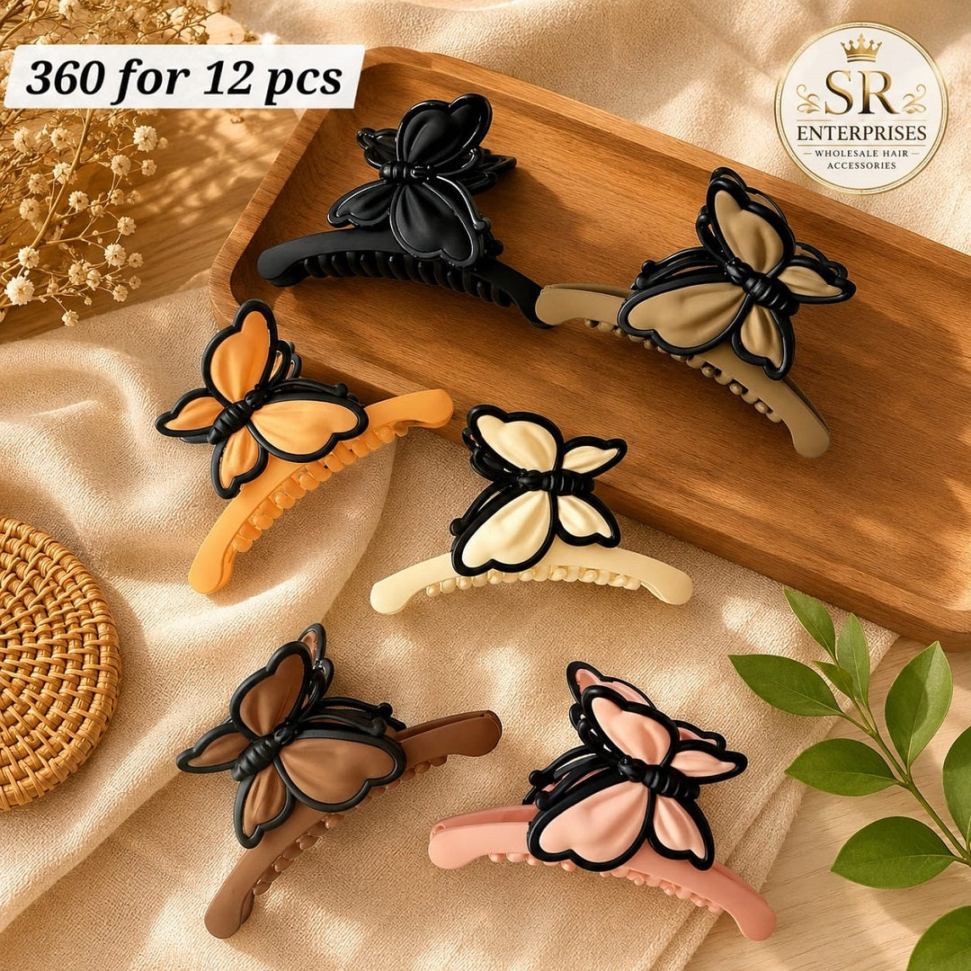 Butterfly Hair Claw Clip – Pack of 12 Pcs | Premium Korean Design | Wholesale Price ₹360 Per Dozen