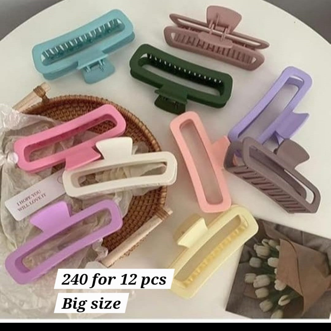 Big Size Rectangle Hair Claw Clip – Pack of 12 Pcs | Premium Korean Design | Wholesale Price ₹240 Per Dozen