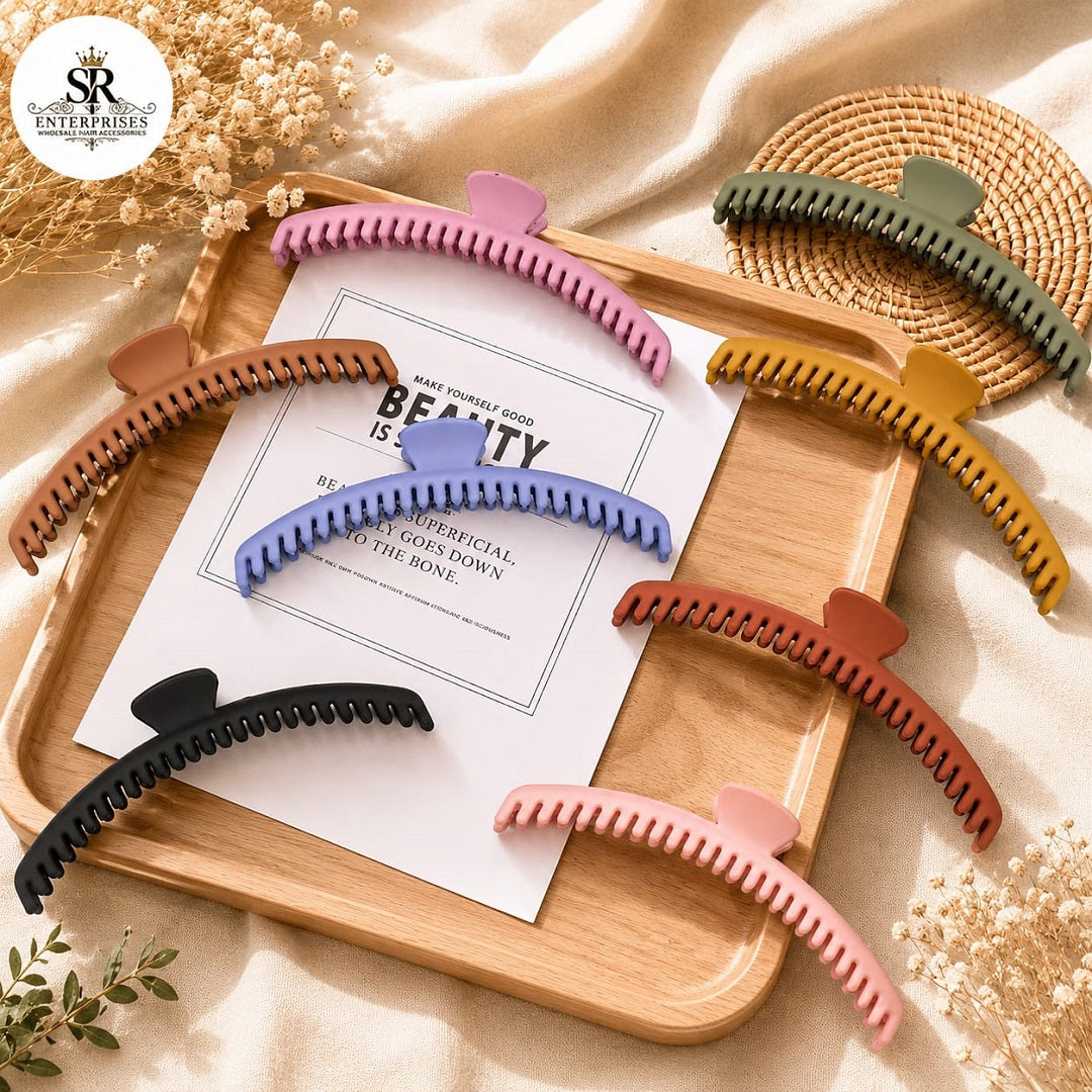 Large Matte Banana Hair Claw Clip – Pack of 12 Pcs | Premium Korean Design | Wholesale Price ₹360 Per Dozen