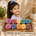 Embroidery Hair Scrunchies Pack of 12 Pcs – Premium Fabric Hair Scrunchies | Wholesale Price ₹180 Per Dozen
