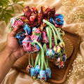 Printed Tulip Scrunchies Pack of 12 Pcs – Wholesale ₹360/Dozen