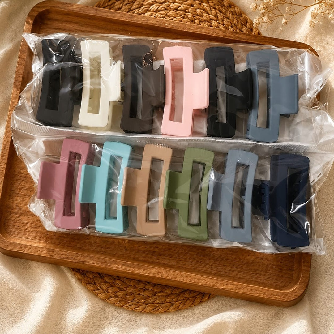 Small Rectangular Hair Clutcher Pack of 12 Pcs – Wholesale ₹96/Dozen
