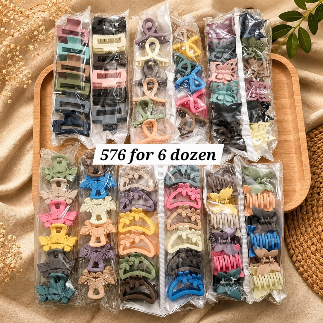 Small Matte Hair Claws (6 Designs) Pack of 72 Pcs – Wholesale