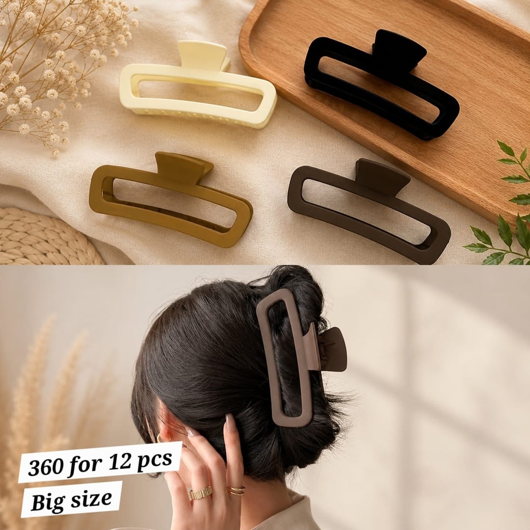 Big Size Rectangle Hair Clutcher Pack of 12 Pcs – Wholesale ₹360/Dozen