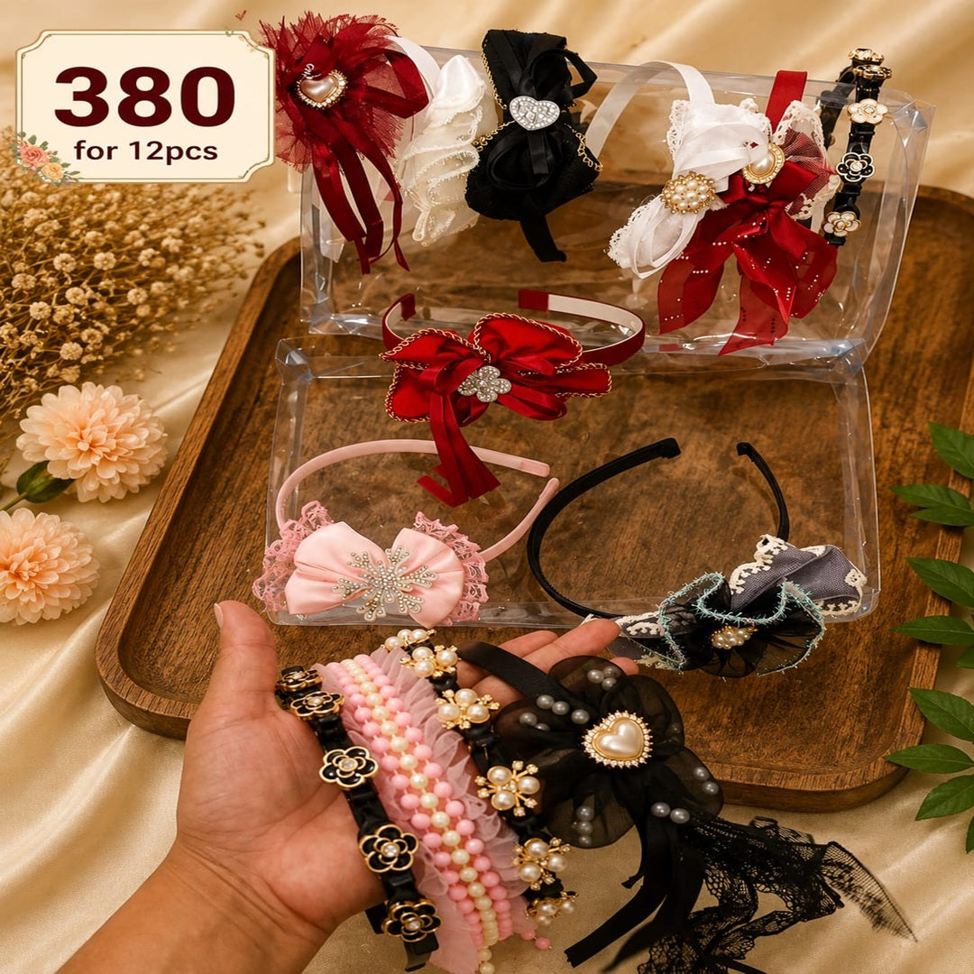 Luxury Hanging Fur & Stone Work Hair Bands – ₹380 Per Dozen