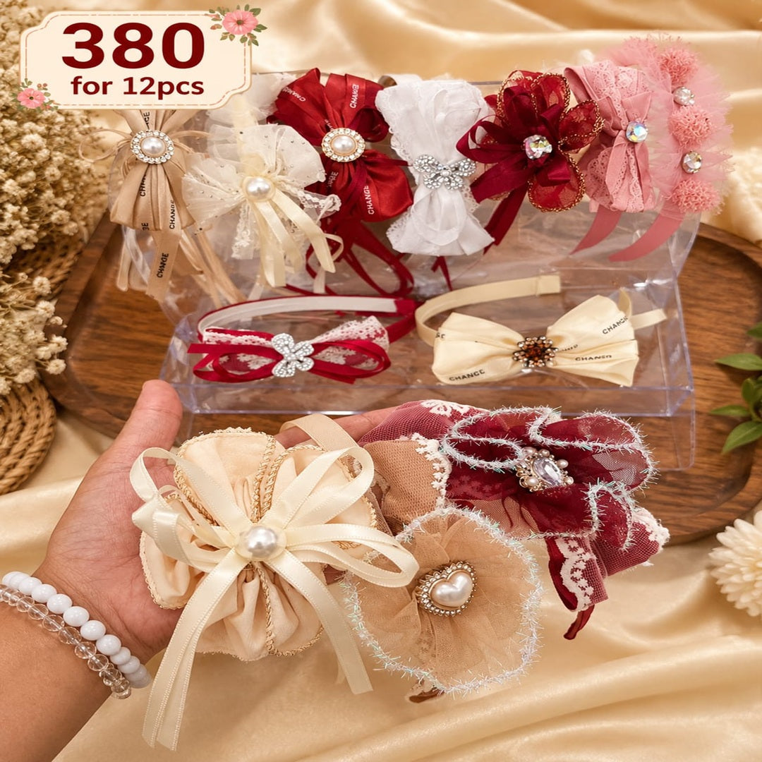 Luxury Hanging Fur & Stone Work Hair Bands – ₹380 Per Dozen
